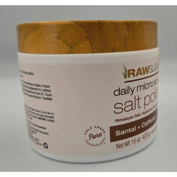 Raw Sugar Daily Micro Scrub Salt Polish Santal and Caffeine 15 oz - Picture 6 of 10